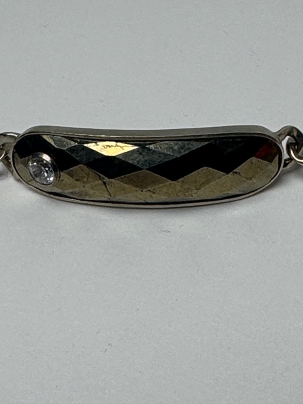 SILPADA Pyrite 925 Silver Faceted Black Bar Chain Bracelet Cubic Zirconia Accent - Picture 4 of 10